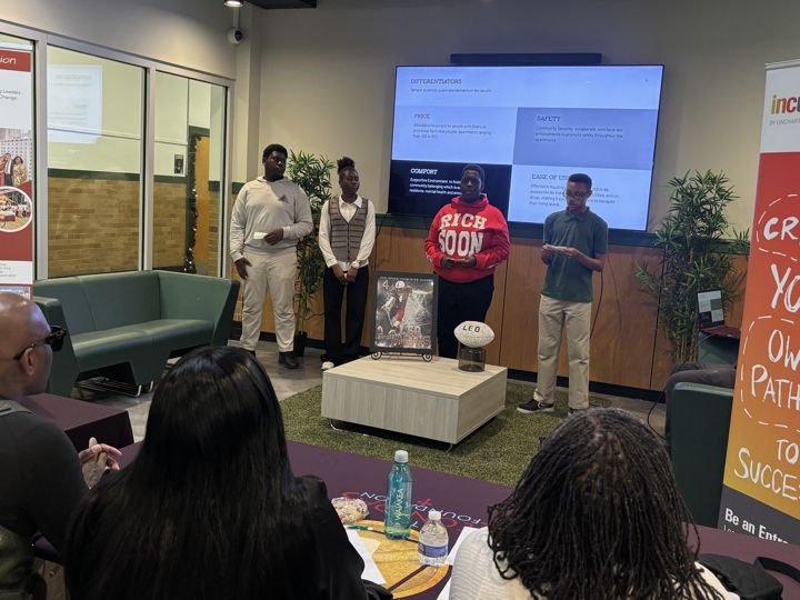 West Side students pitching to the RiderWorks judges